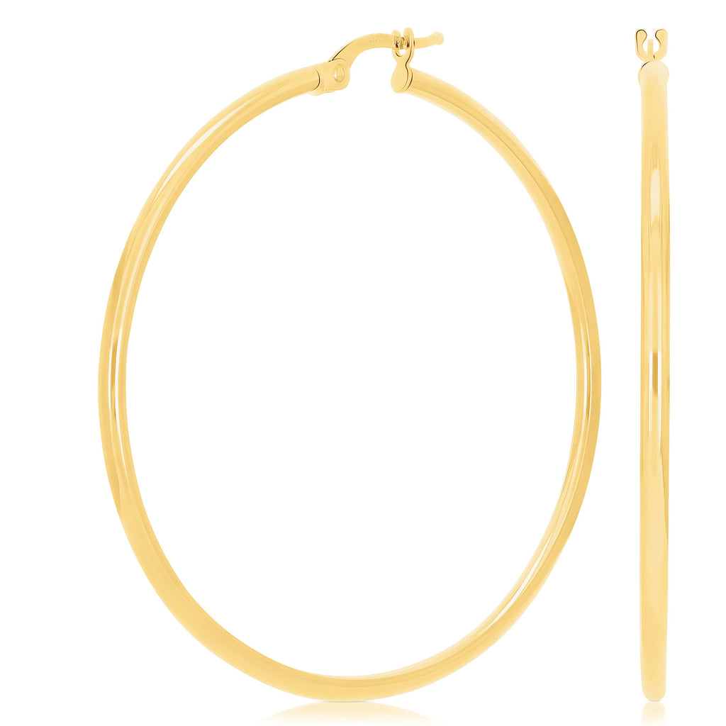 Italian 14k Yellow Gold High Polished Round Hoop Earrings