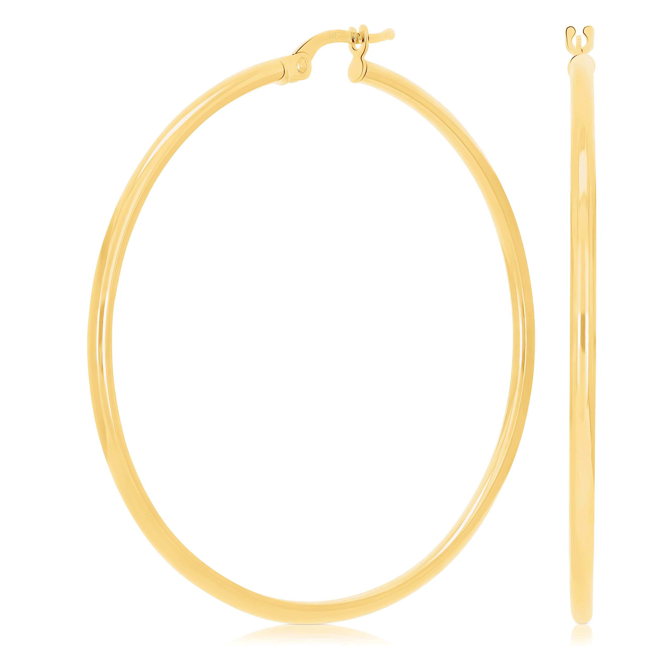 Italian 14k Yellow Gold High Polished Round Hoop Earrings