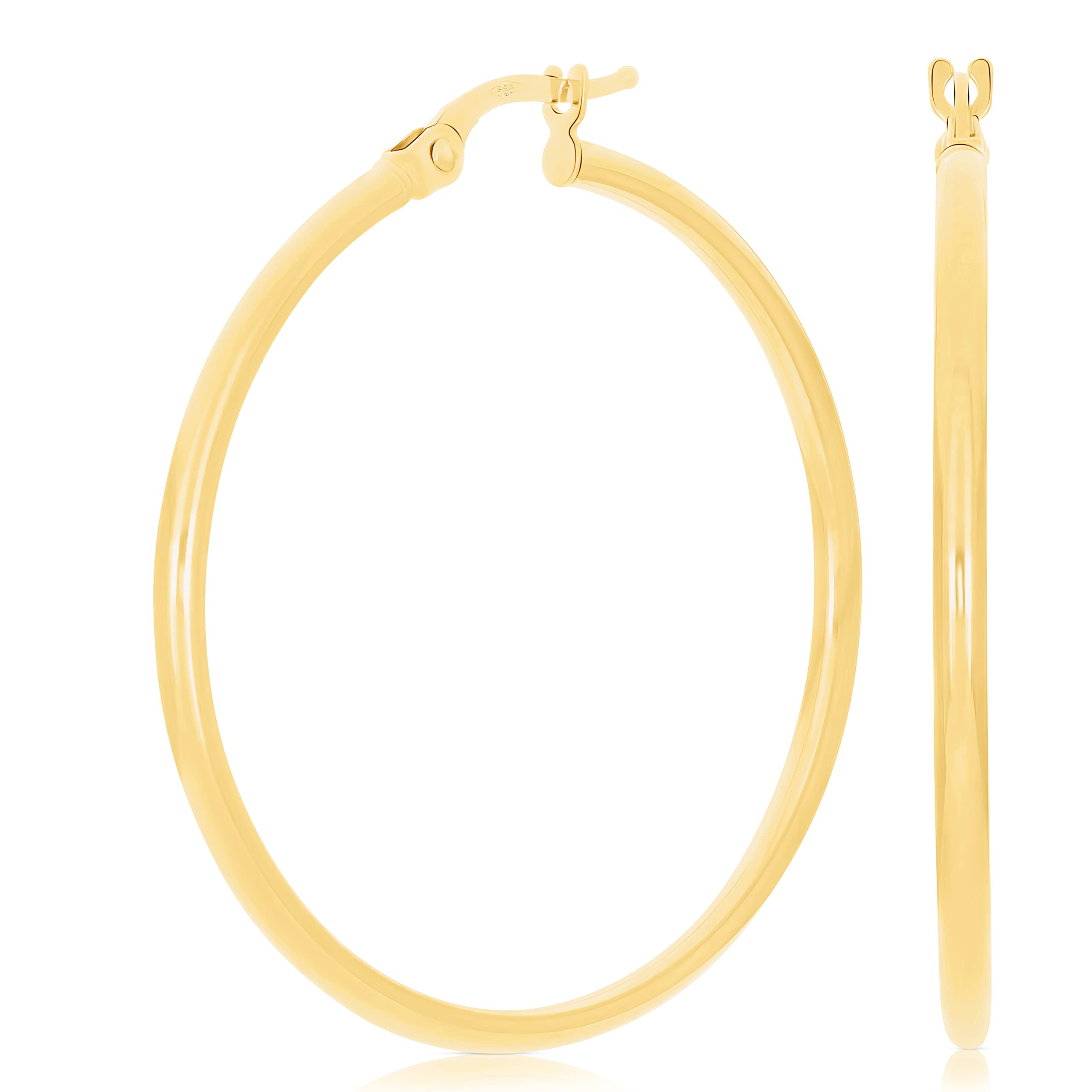 Italian 14k Yellow Gold High Polished Round Hoop Earrings