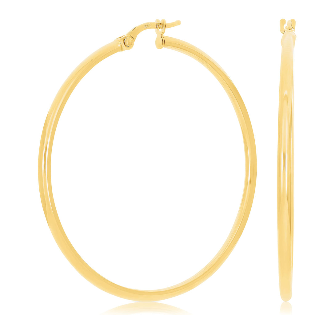 Italian 14k Yellow Gold High Polished Round Hoop Earrings