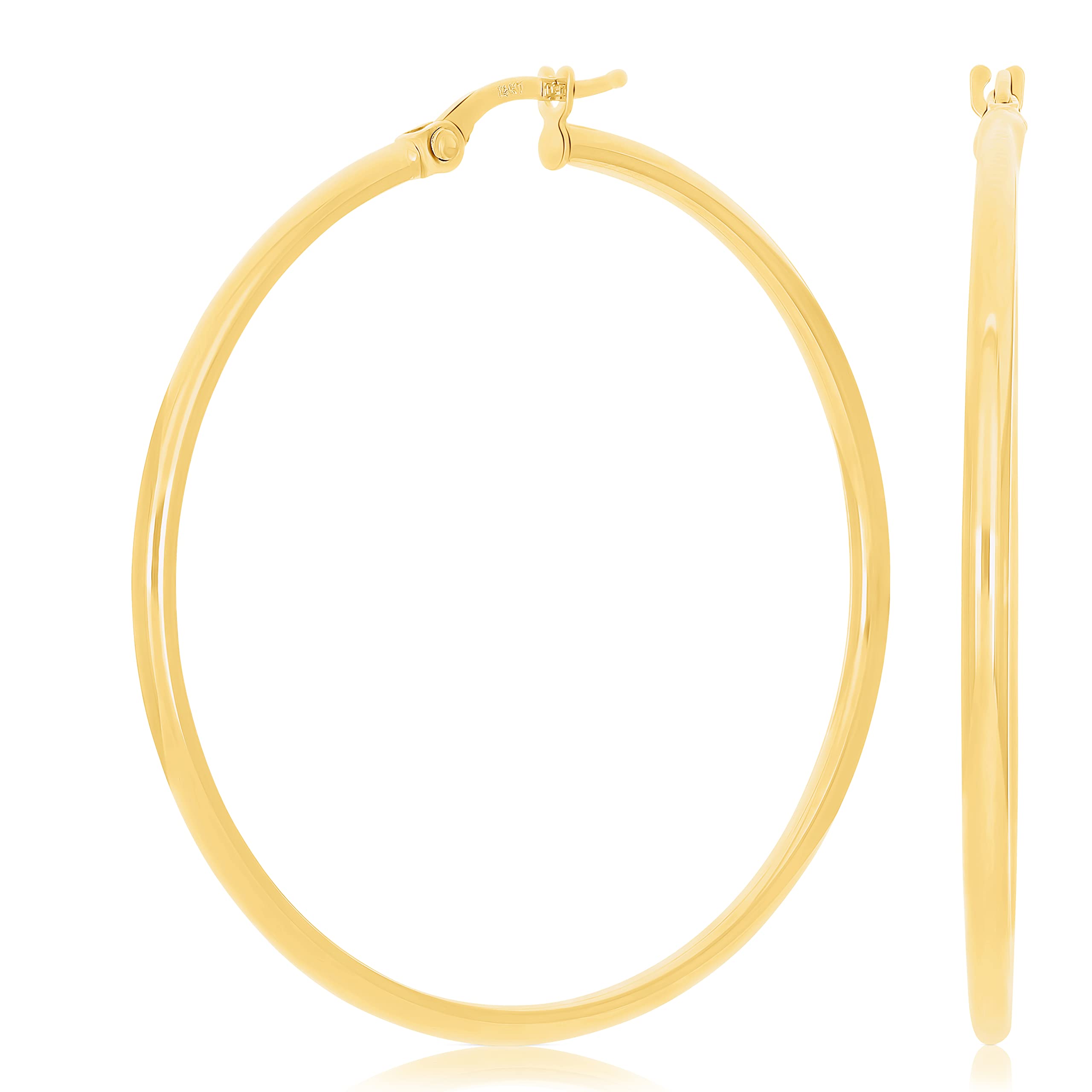Italian 14k Yellow Gold High Polished Round Hoop Earrings