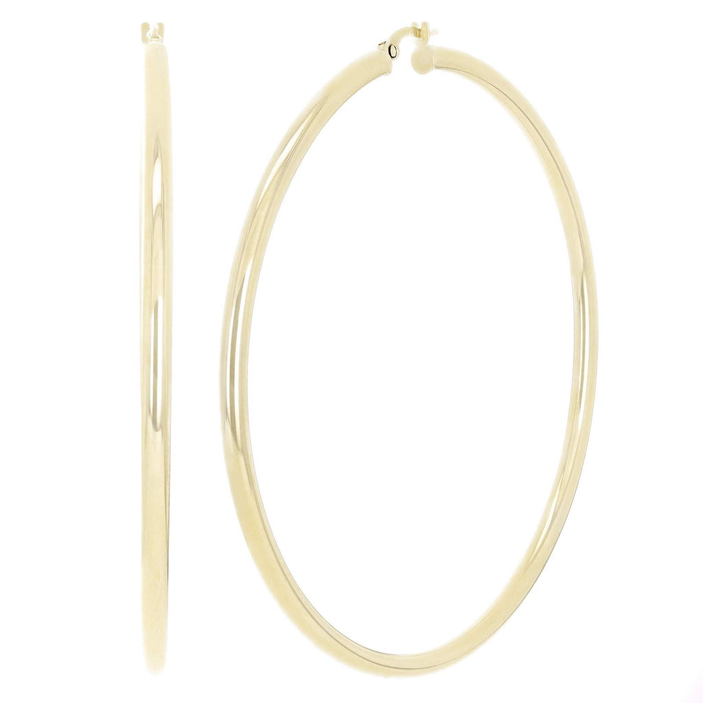 Italian 14k Yellow Gold High Polished Round Hoop Earrings