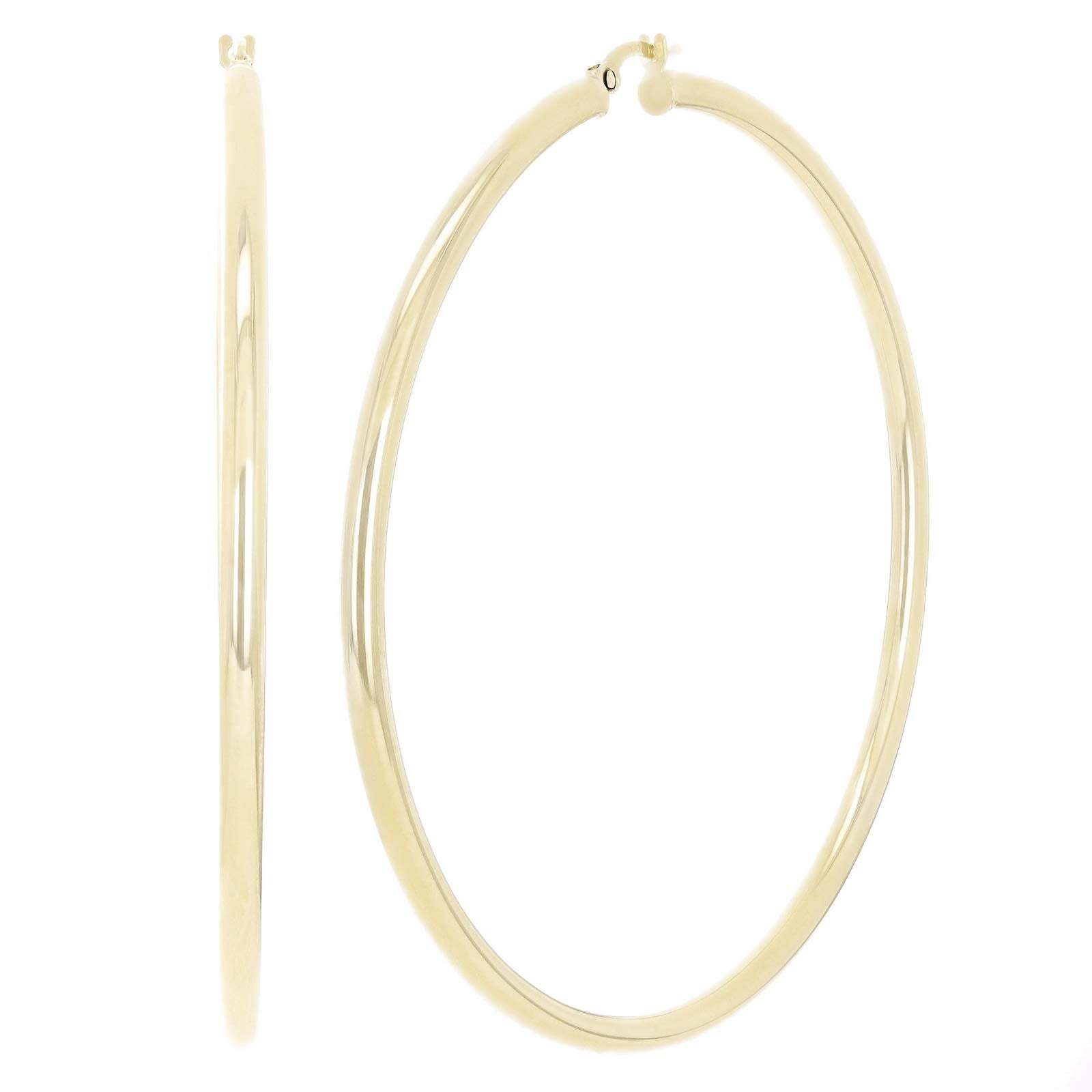 Italian 14k Yellow Gold High Polished Round Hoop Earrings
