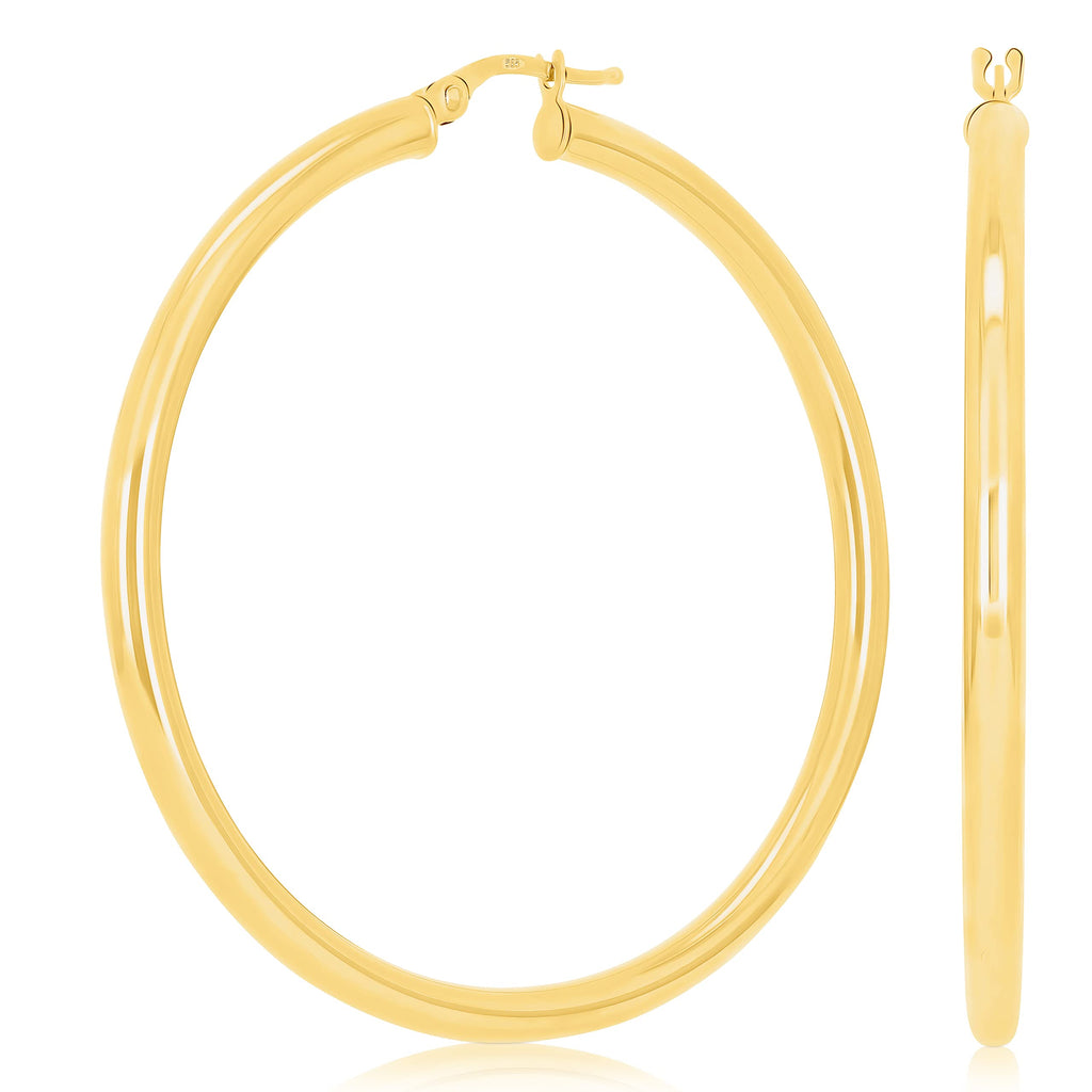 Italian 14k Yellow Gold High Polished Round Hoop Earrings