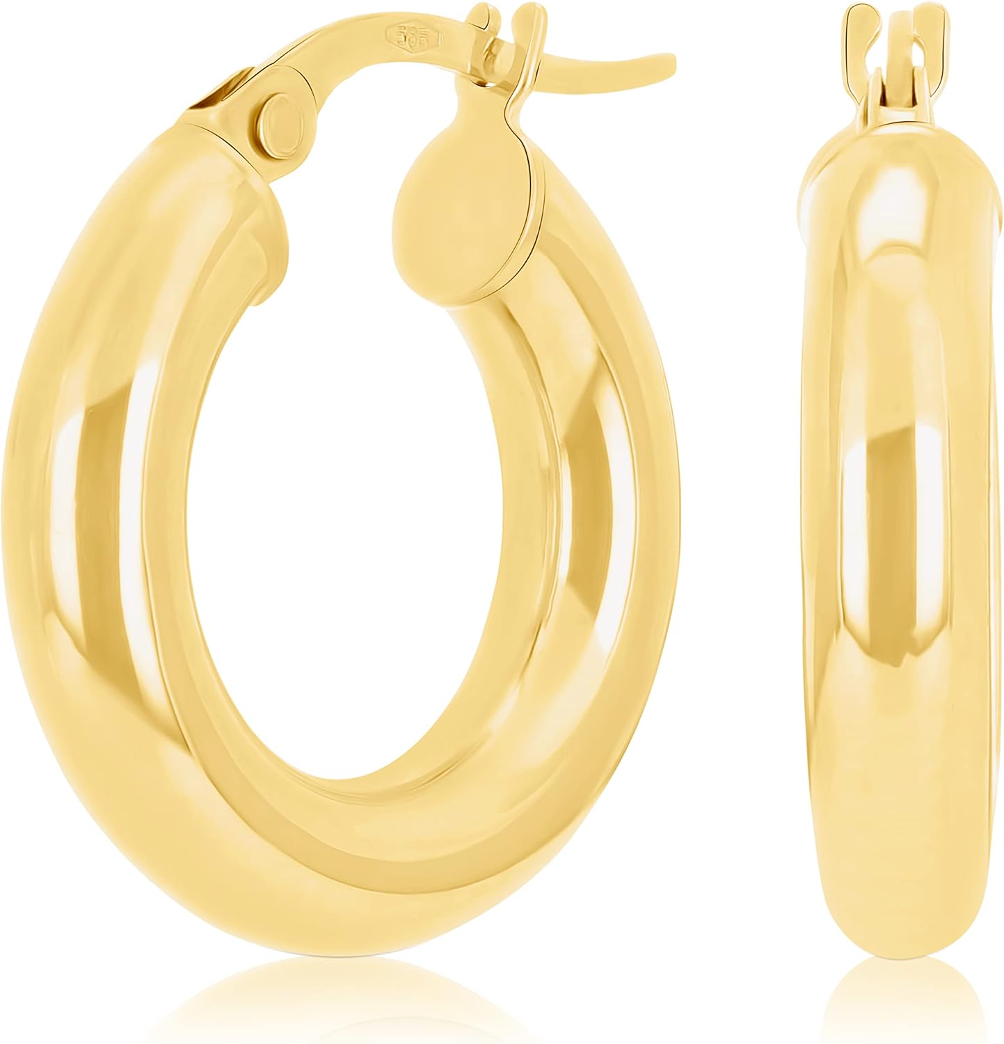 Italian 14k Yellow Gold High Polished Round Hoop Earrings