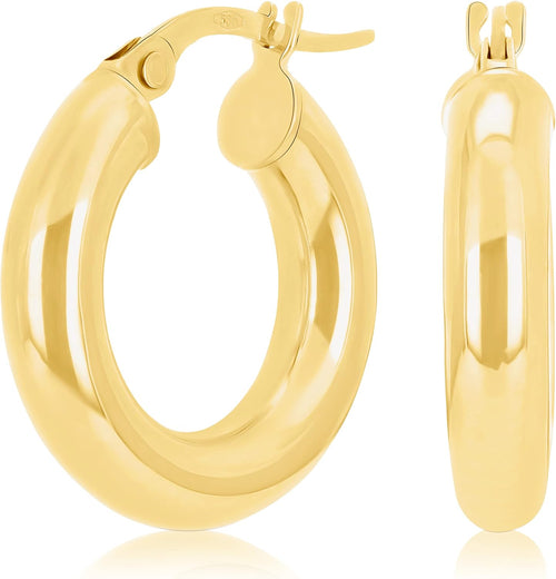 Italian 14k Yellow Gold High Polished Round Hoop Earrings