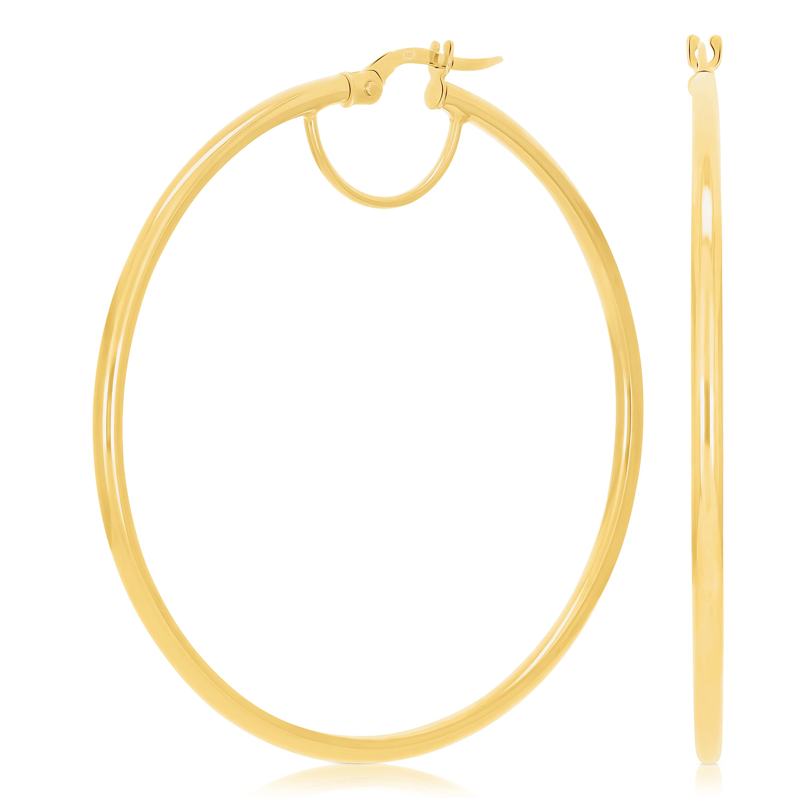 Italian 14k Yellow Gold High Polished Round Hoop Earrings