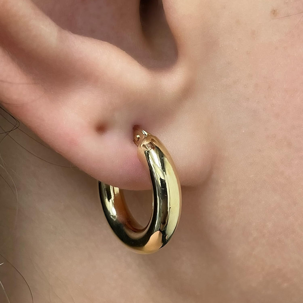 Italian 14k Yellow Gold High Polished Round Hoop Earrings