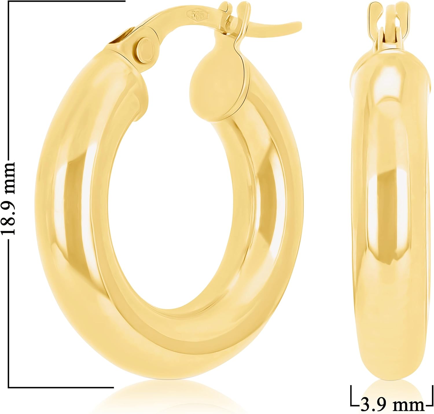 Italian 14k Yellow Gold High Polished Round Hoop Earrings