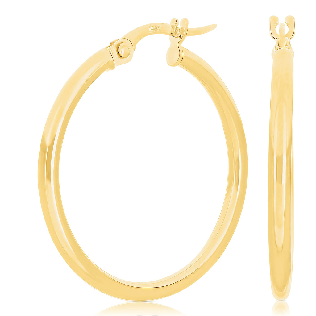 Italian 14k Yellow Gold High Polished Round Hoop Earrings