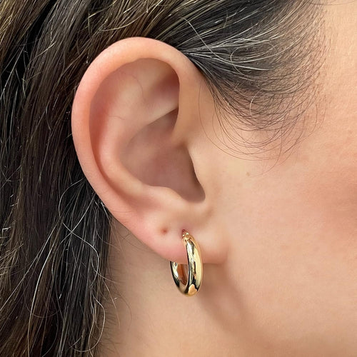 Italian 14k Yellow Gold High Polished Round Hoop Earrings