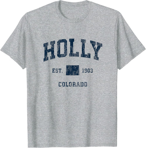 Holly Colorado CO Vintage Athletic Navy Sports Design T-Shirt